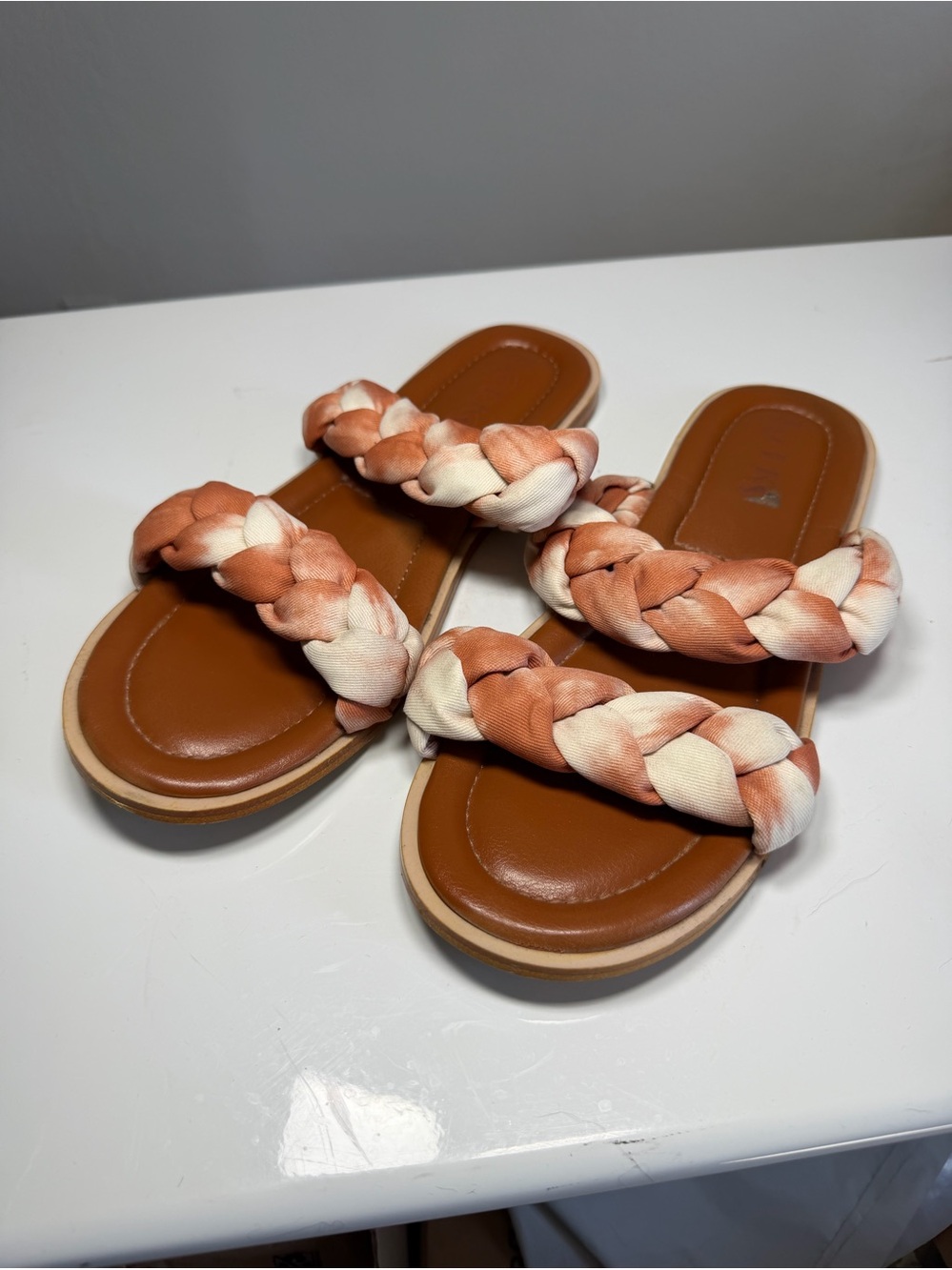Korks Pilar Braided Tie Dye Double Strap Flat Slide Sandals 8